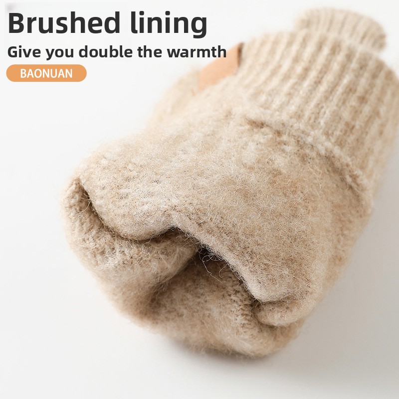 Women Winter Thickened Fleece  - Wool Glove Lined 评论和价格