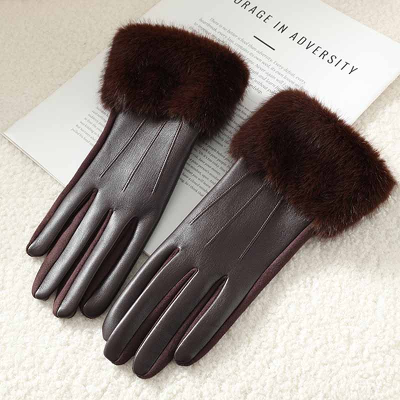 Luxury Women's Winter PU Leath - Leather Driving Glove 评论和价格