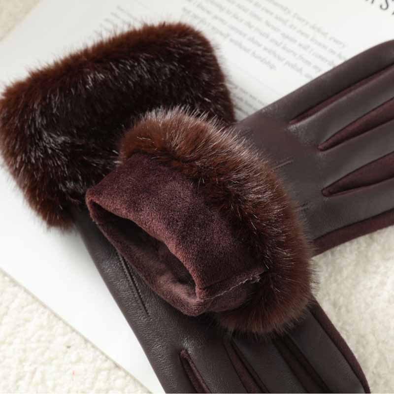 Luxury Women's Winter PU Leath - Leather Driving Glove 评论和价格