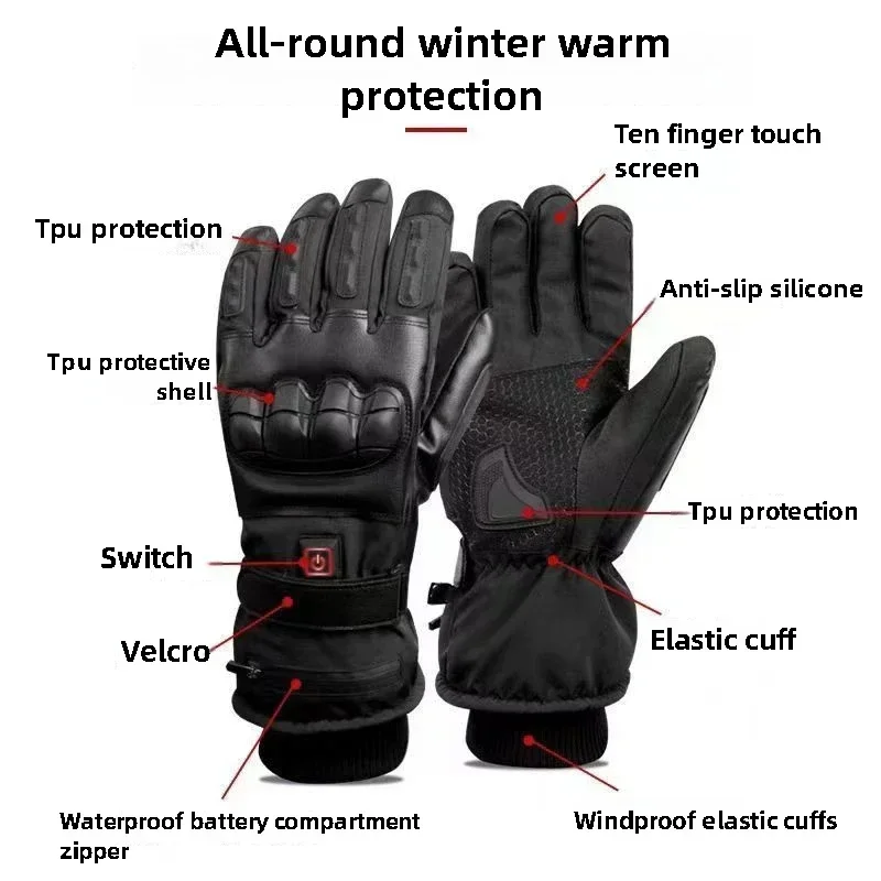 Heated Gloves Hand Warmer Elec - Ski Glove Waterproof 评论和价格